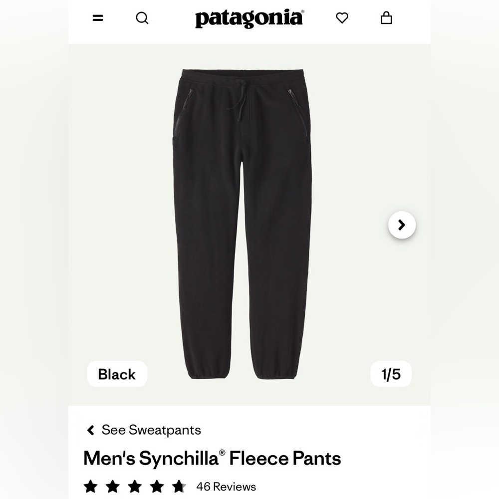 Patagonia Synchilla Fleece Pants Men’s XXS